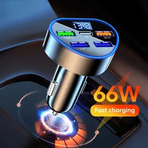 5 पोर्ट 66w कार चार्जर सुपर फास्ट चार्जिंग फास्ट चार्जिंग फास्ट चार्जिंग 3.0 प्रकार सी कार फोन चार्जर यूएसबी कार सिगरेट लाइट एडाप्टर