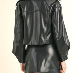 Ensemble 2 pièces tendance : Manteau et jupe décontractés en similicuir PU – Nouvelle collection, Vente Flash - Product Image 2