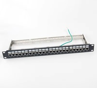 24 Port RJ45 CAT6A Shielded STP Patch Panel Paduan Seng Tebal dengan Back Bar Blank untuk Jaringan