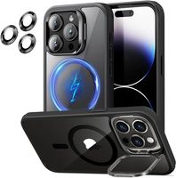 Coque antichoc en acrylique transparente avec support d'objectif électroplaqué et support magnétique pour iPhone 16 15 Pro Max 17 Pro Max
