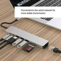 Hub USB 3.0 8 en 1 con Ethernet, Carga, RJ45, PD, Adaptador Tipo C, Base para Laptop, HDTV, SD 4K, Aleación de Aluminio, Hub USB C en Stock