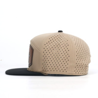 Casquette en cuir imperméable à 5 panneaux avec logo personnalisé et cordon, gravée au laser