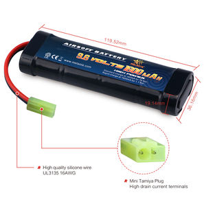 Melasta Airsoft Batería <span class=keywords><strong>9</strong></span>,6 V 1600mAh NIMH Batería de <span class=keywords><strong>coche</strong></span> <span class=keywords><strong>RC</strong></span> con enchufe Traxxas/Tamiya para Airsoft/Guns/Mini <span class=keywords><strong>RC</strong></span> Cars - Product Image 2