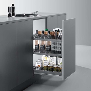 Cesta para condimentos Uniopper de montaje lateral en gabinete con amortiguador tipo cajón, de cristal negro oblongo, fácil de limpiar - Product Image 3