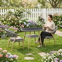 Ensemble de jardin contemporain en aluminium moderne, table basse et chaises d'extérieur avec 2 places assises pour la salle à manger et l'usage en ferme