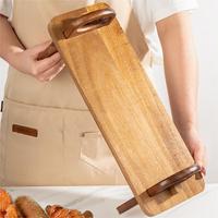 Présentoir surélevé en bois d'acacia avec poignée pour plateau de service, idéal pour la présentation de plats, desserts, table, décoration de fête à domicile