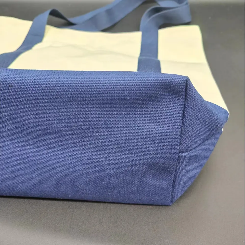 कस्टम लोगो और लेटर पैटर्न के साथ हर दिन बड़े कैनवास शॉपिंग टोट बैग का उपयोग करें, उपहार के लिए पुन: प्रयोज्य और सस्ते कॉटन हैंडल
