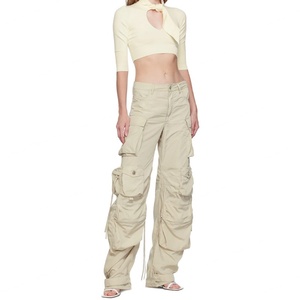 กางเกงคาร์โก้ผู้หญิงแบบซิป 100% โพลีเอสเตอร์ กระเป๋าหลายช่อง ทรงหลวม - Product Image 5