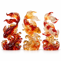 Figur Ikan Resin Kustom dalam Kotak Misteri, Sirip Mengalir Transparan, Koleksi Desainer, Produsen OEM