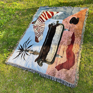 Manta de Camping Personalizada de Polialgodón con Patrón Geométrico para Exteriores, Tapete de Picnic, Cubre Sofá, Tapiz para Cabecera de Cama y Toalla - Product Image 4