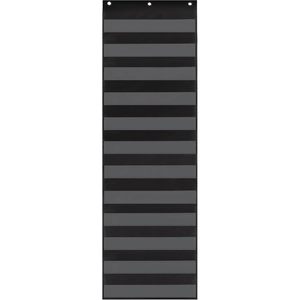 <b>Pocket</b> Chart 17x56 Inch Black <b>Plastic</b> Classroom Flip Chart for Sentence Strips Office Use - Product Image 2