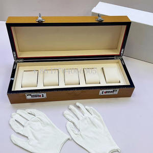 Caja de Almacenamiento para Relojes de Lujo, Cuadrada, de Cuero Amarillo de Alta Calidad, Resistente a Impactos, con 5 Ranuras y Forro de PU, Serie de Marca - Product Image 3