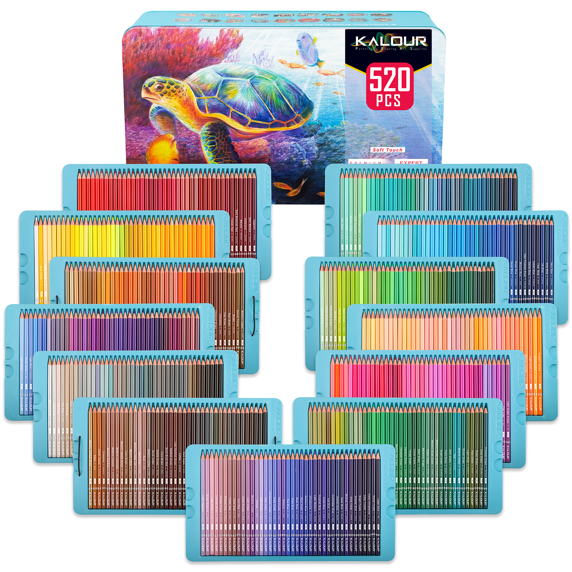 KALOUR 520 Colored Pencil Set in Tin Box - Premium Sketching and