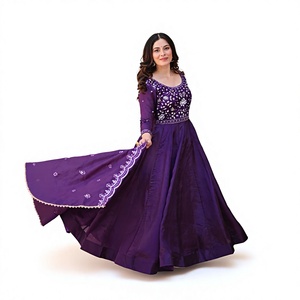 Vestido Étnico Indio-Pakistaní con Cuentas Doradas Bordadas, Elegante Estilo Bollywood, para Bodas de Verano, Fiestas Casuales y Festivas - Product Image 1