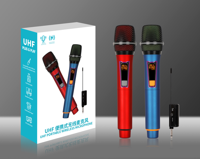 HL-M1016 UHF Wireless Microphone System Plug and Play Dual Mic Set for Karaoke and Outdoor KTV