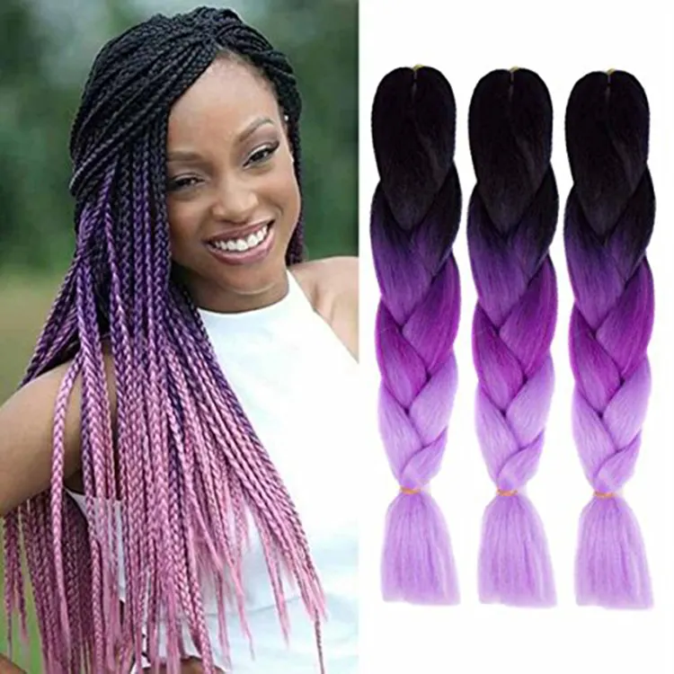 Synthetic Yaki Ombre Braiding Hair Attachment for Braids Pre Stretched Expression Super Jumbo Braid For African Hair Extension