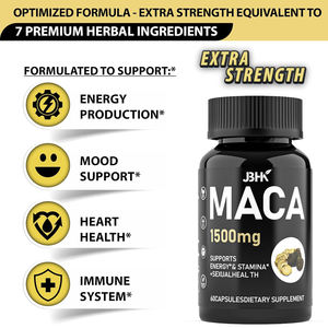 Odm/Oem Mannen Supplement Extract <span class=keywords><strong>Maca</strong></span> Capsules Supplement Voor Mannen En Vrouwen Biologische Zwarte <span class=keywords><strong>Maca</strong></span> Wortel Capsules 1500Mg - Product Image 3