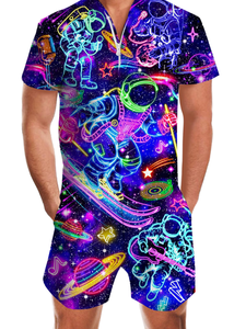 Ensemble de vêtements de nuit décontractés thermiques pour hommes en grande taille - 100% polyester - Product Image 1