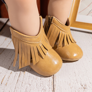 รองเท้าบูทเด็กน่ารักประดับพู่  รองเท้าหนังพื้นนิ่มสำหรับเด็กทารกและเด็กวัยหัดเดิน รองเท้าเด็กสำหรับฤดูหนาว รองเท้าใส่ในบ้าน - Product Image 4