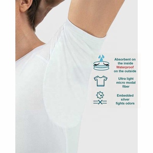 Maglietta da uomo invisibile a prova di sudore con scollo a V, maglietta da uomo modale leggera aderente Color carne Nude - Product Image 3