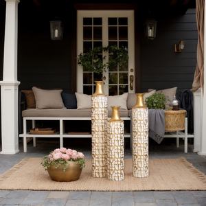 床花瓶ゴールド大花瓶3点セット家庭装飾用ヴィンテージ大花瓶小枝乾燥花を表す - Product Image 3