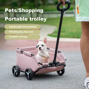 Pembawa hewan peliharaan 4 roda kereta dorong anjing kucing tas troli mobil untuk anak atau belanja multifungsi kereta bayi
