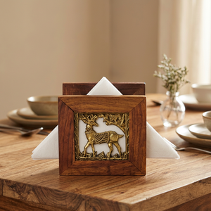 Brass inlay wooden <b>tissue</b> <b>box</b> Handmade wooden desk organizer Tabletop decoration <b>holder</b> Folk art square <b>tissue</b> <b>box</b> - Product Image 2
