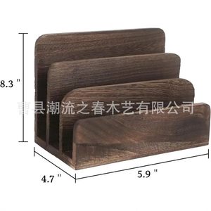 Solid wood desktop <b>tablet</b> <b>stand</b>, office desk, document organizing and display rack, wooden compartment book organizer. - Product Image 5
