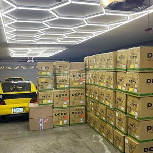Iluminación LED Hexagonal 5CCT, Lámpara de Techo Tipo Panal para Garaje, Estación de Detallado de Automóviles, Taller, Sistema de 15 Rejillas - Product Image 1