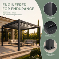 Pergola motorisée à lames orientables en aluminium imperméable pour patio extérieur, ombrage pour piscine, complexe hôtelier, jardin, terrasse