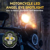 Phare de moto à LED Angel Eye, projecteur à quatre LED, bicolore (jaune/blanc), modification externe, projecteur tout-terrain