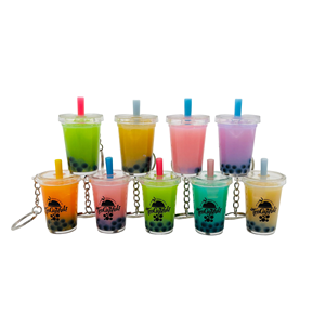 Llavero Kawaii de Té con Leche de Anime, Impresión UV en PVC y Aleación de Zinc con Líquido de Arena Movediza y Burbujas de Té Boba - Product Image 4