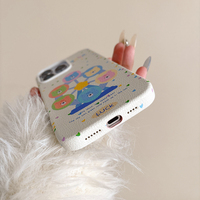 Casing HP Kulit PU Lucu Motif Kartun untuk Apple iPhone 16 15 14 13 Pro Max Berbahan Microfiber dengan Desain Bunga Hati