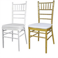 Chaises Chiavari en métal doré blanc en gros pour mariage, chaises de banquet Chiavari Napoléon Tiffany dorées pour événements