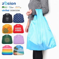 Sacs personnalisés avec logo, sac fourre-tout pliable en polyester, vente en gros, sac de marché réutilisable écologique en RPET, fabricant, usine, OEM