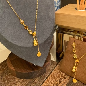 Collier en acier inoxydable de luxe léger, design en forme de <span class=keywords><strong>gourde</strong></span>, super scintillant, bijoux haut de gamme et romantiques - Product Image 4