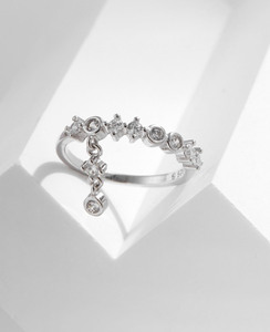 Women's 925 Silver Round Zircon Tassel Engagement Ring Romantic Prong Setting Rhodium Plated Jewelry - Product Image 4
