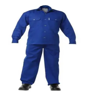 China Manufacturer TC 65/35 Custom Logo Construction Work Wear Poly/Cotton Two Pieces Coverall Long Sleeve Industrial Work Suits