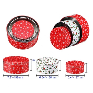 Giáng sinh Cookie tins thiết lập <span class=keywords><strong>3</strong></span> kích cỡ trang trí kim loại làm tổ Container có nắp đậy cho kỳ nghỉ xử lý kẹo SÔCÔLA nhai kẹo cao su - Product Image 2
