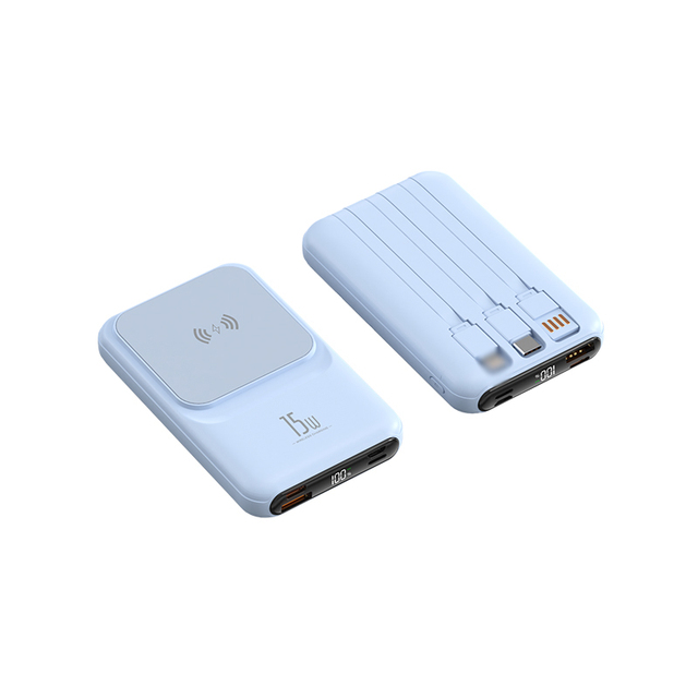 Custom Magnetic Powerbank 10000mah for Phone Fast Charging for Iphone Built in Cable 3 in 1 Wireless Usb Type C Power Bank