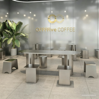 Ensemble table et chaises rondes en acier inoxydable SEM, style moderne et minimaliste, pour café, salon, bar commercial