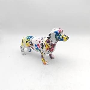 Statues décoratives créatives en résine pour la maison, procédé d'impression par transfert d'eau, Bouledogue français, Cerf, Chien, Teckel - Product Image 5