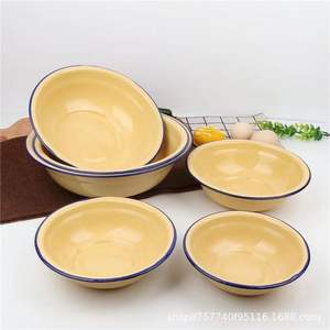 Bol en émail épaissi nostalgique à l'ancienne différentes tailles bassin de légumes ménagers soupe bol de riz prend en charge les assiettes - Product Image 6