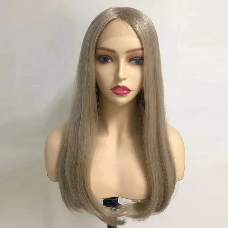 Luxury Swiss lace top wigs 14inch blonde brown natural hairline top quality european hair kosher wigs