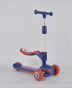 Patinete 3 en 1 para niños, edición <span class=keywords><strong>Hero</strong></span> azul marino y rojo, con asiento plegable, ruedas LED con luces intermitentes y manillar en T ajustable - Product Image 1