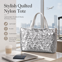 Sac à main en nylon matelassé rhombique pour femmes, sac fourre-tout rembourré avec compartiments intérieurs, grande capacité, sac à bandoulière