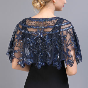Chal de malla bordado Vintage 1920s para mujer, <span class=keywords><strong>Bolero</strong></span> de lentejuelas con cuentas, capa de noche, cubierta de <span class=keywords><strong>fiesta</strong></span> de Gran Gatsby para vestido - Product Image 6