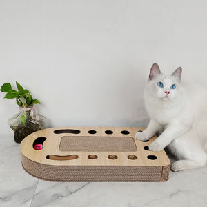 Großhandel Maßgefertigtes Wal-förmiges Umweltfreundliches Holz Doppelseitiges Gebogenes Design Langlebiges Katzen-Kratzbrett Katzenbaum - Product Image 2