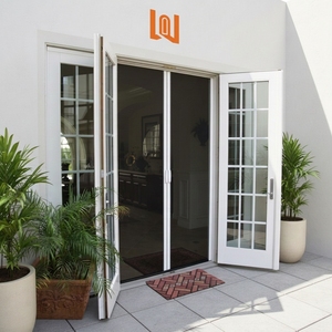 Portes patio à <span class=keywords><strong>double</strong></span> <span class=keywords><strong>vitrage</strong></span> WANJIA, design grille, pour balcon, portes extérieures françaises en <span class=keywords><strong>PVC</strong></span> - Product Image 1