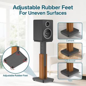 Paires de supports de haut-parleurs au sol réglables en hauteur, aspect bois, pour enceintes satellite/studio/étagère, capacité de 50 lb, compatibles Klipsch/Edifier - Product Image 6